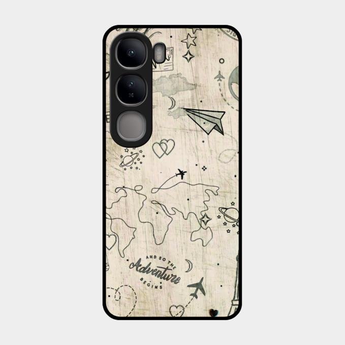 Map Mania Glass Case Cover For Vivo Y300 5G