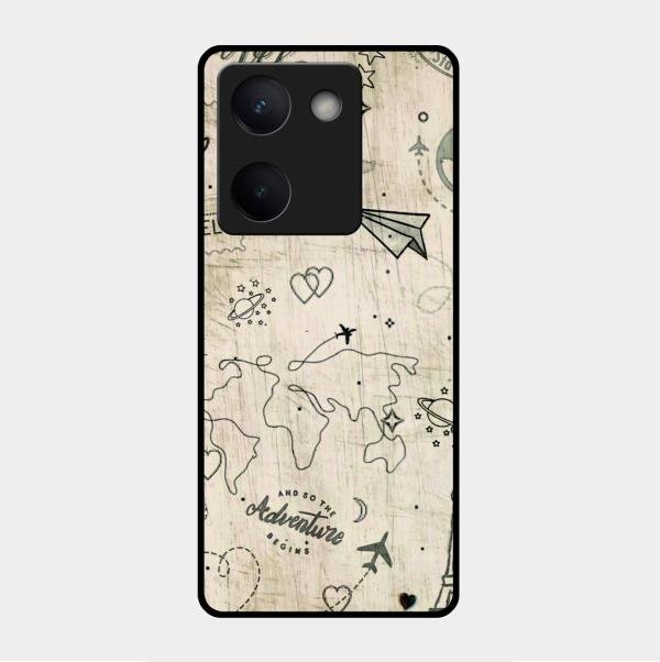 Map Mania Glass Case Cover For Vivo Y300 Plus 5G