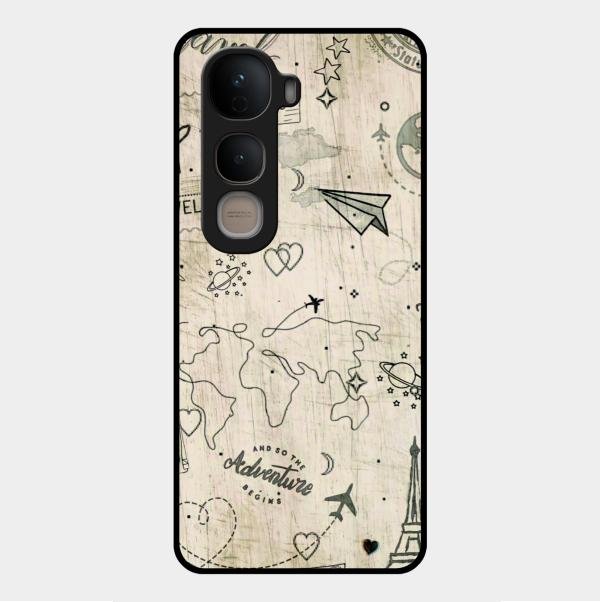 Map Mania Glass Case Cover For Vivo Y400 5G