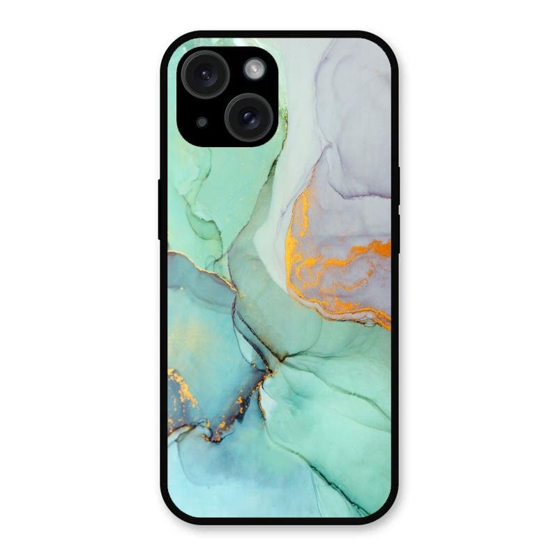 Marble Glass Finish Phone Case And Cover For iPhone 15