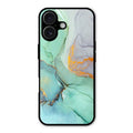 Marble Glass Finish Phone Case And Cover For iPhone 16 Plus