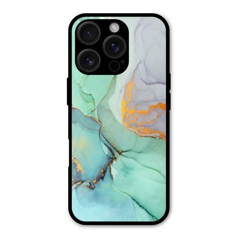 Marble Glass Finish Phone Case And Cover For iPhone 16 Pro