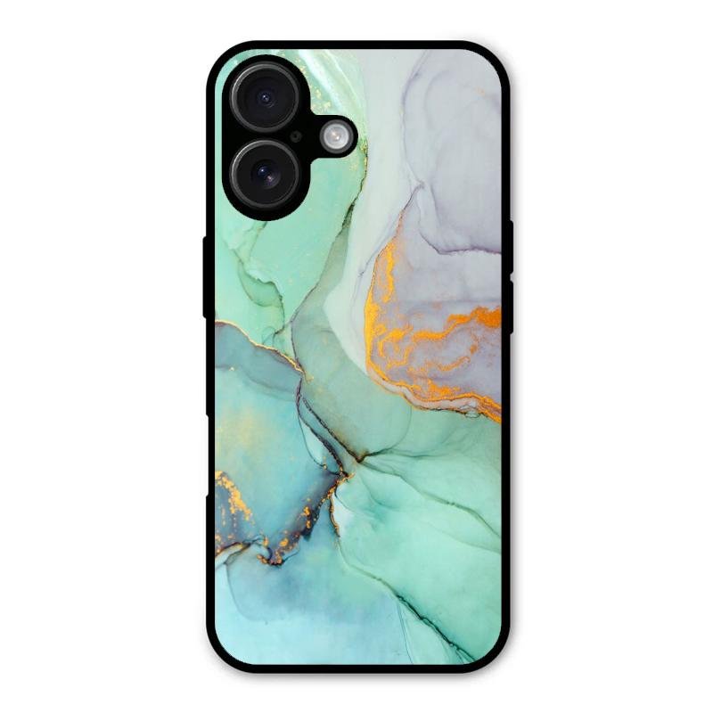 Marble Glass Finish Phone Case And Cover For iPhone 16