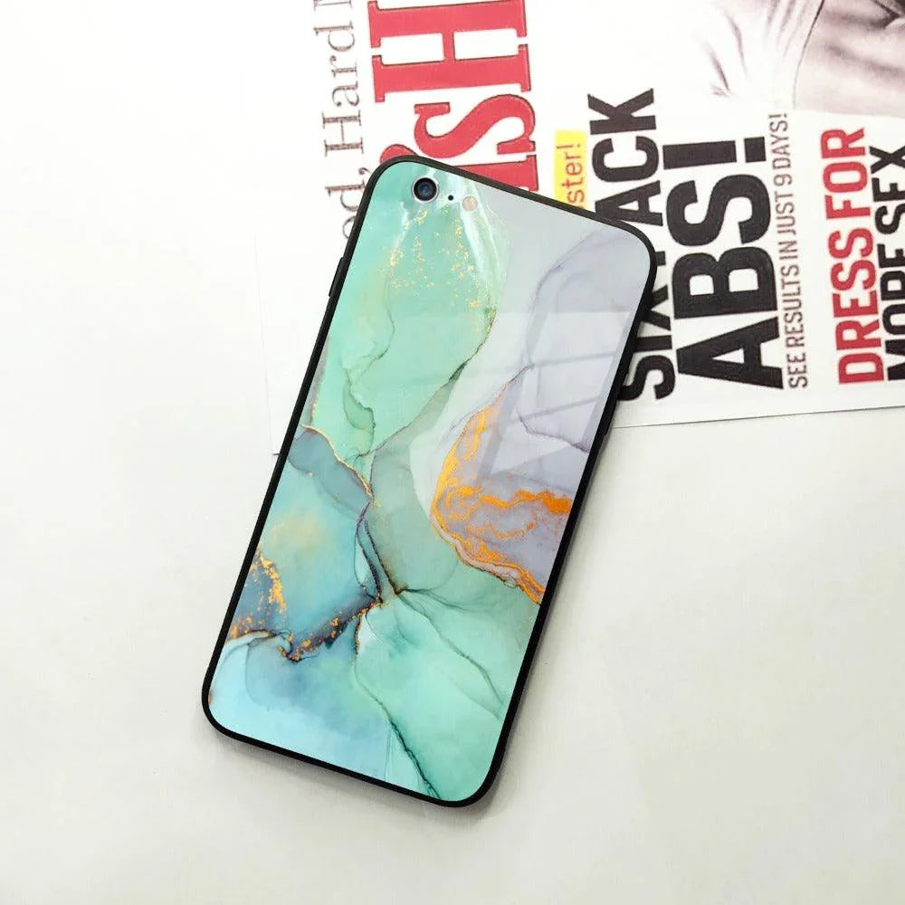 Marble Glass Finish Phone Case And Cover For iPhone - ShopOnCliQ