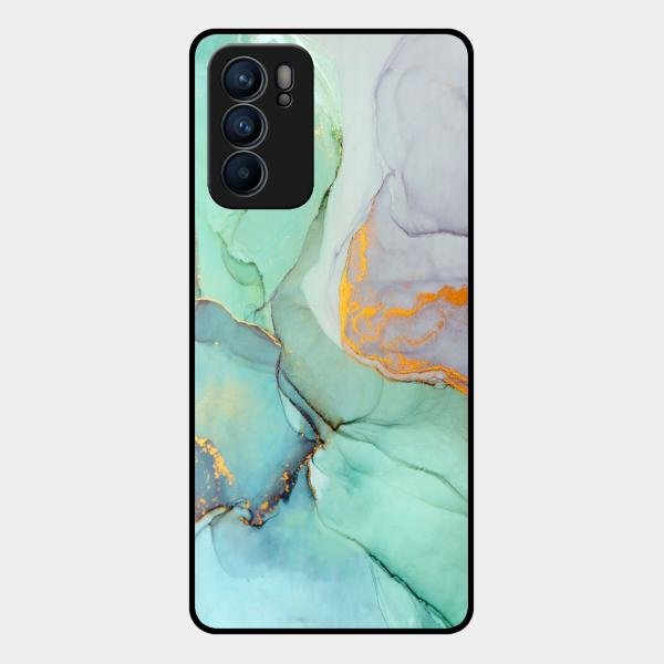 Marble Glass Finish Phone Case And Cover For Oppo Reno 6 5G
