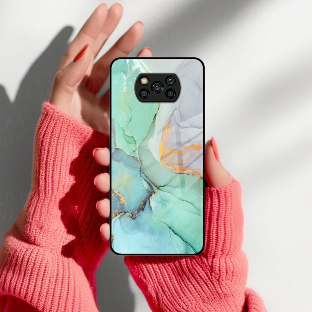 Marble Glass Finish Phone Case And Cover For Poco