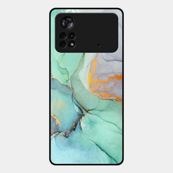 Marble Glass Finish Phone Case And Cover For Poco X4 Pro 5G