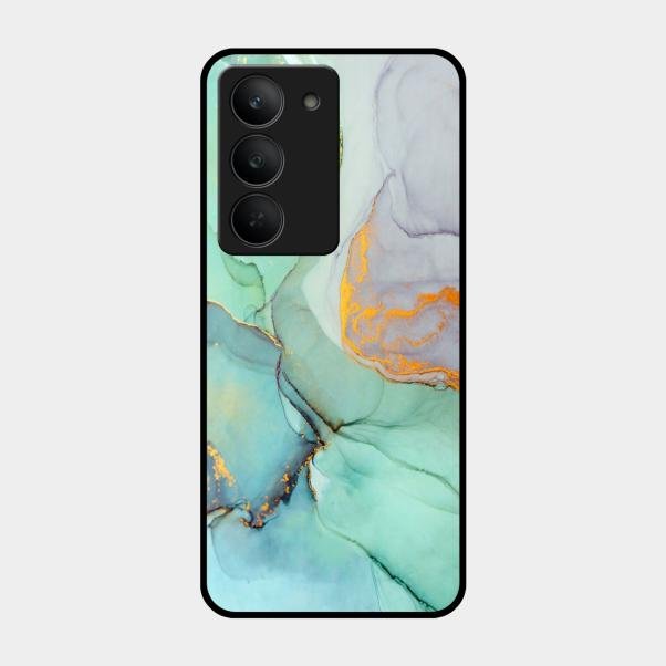 Marble Glass Finish Phone Case And Cover For Realme 14X 5G