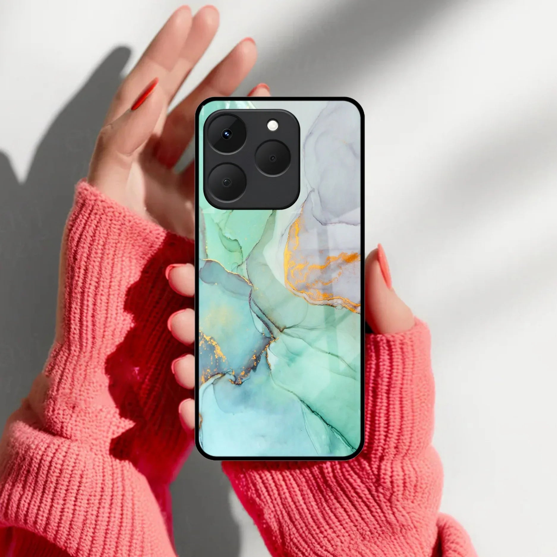 Multicolor Flower Print Glass Case Cover For Realme/Narzo