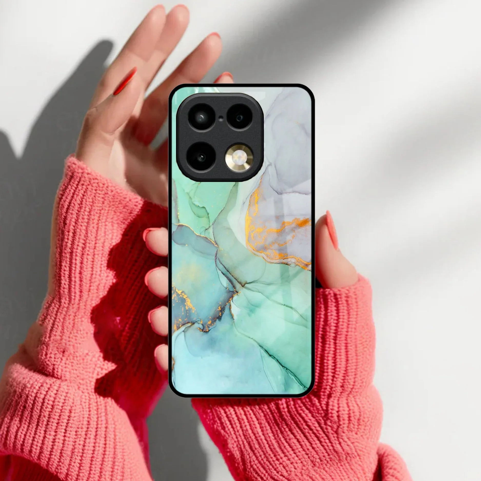 Marble Glass Finish Phone Case And Cover For Realme 16 Pro Plus 5G