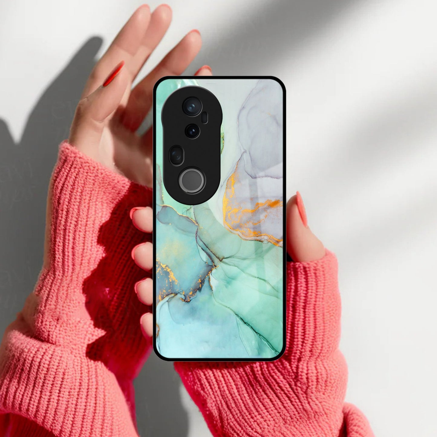 Marble Glass Finish Phone Case And Cover For Vivo