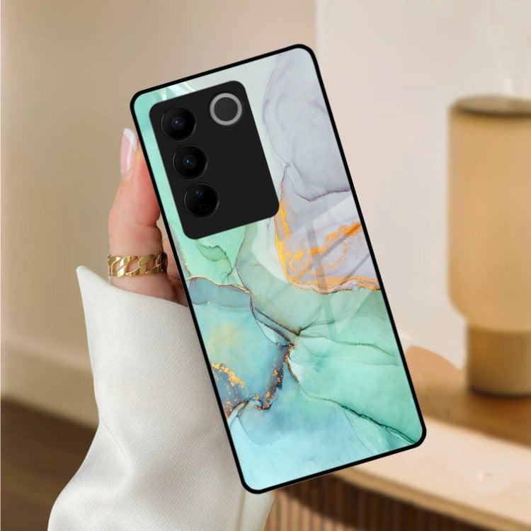 Marble Glass Finish Phone Case And Cover For Vivo