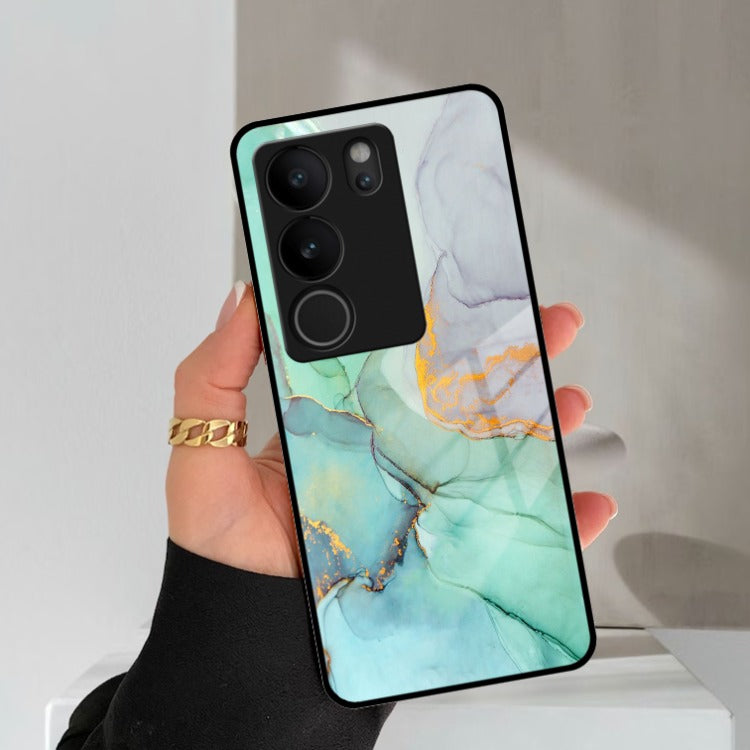 Marble Glass Finish Phone Case And Cover For Vivo