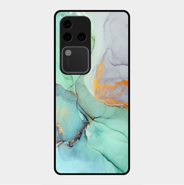 Marble Glass Finish Phone Case And Cover For Vivo V30 Pro 5G