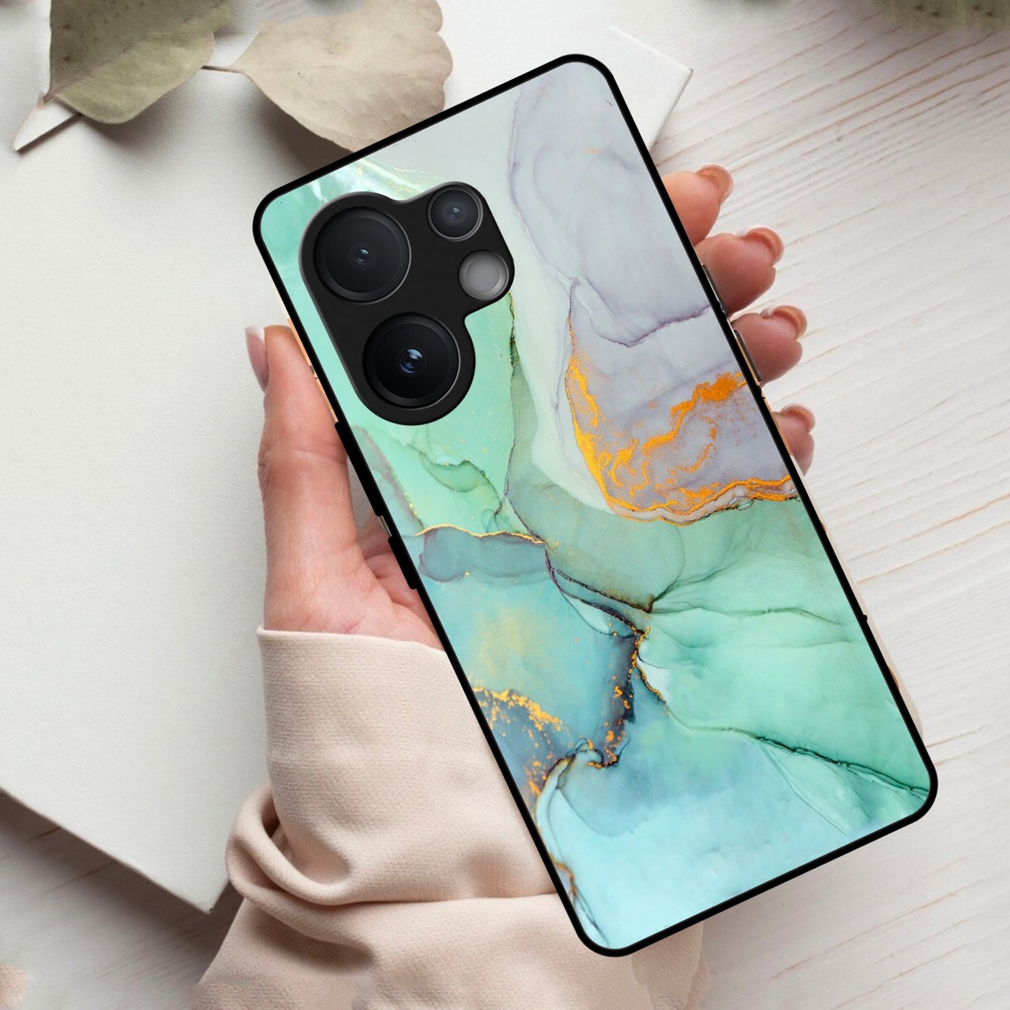 Marble Glass Finish Phone Case And Cover For Vivo