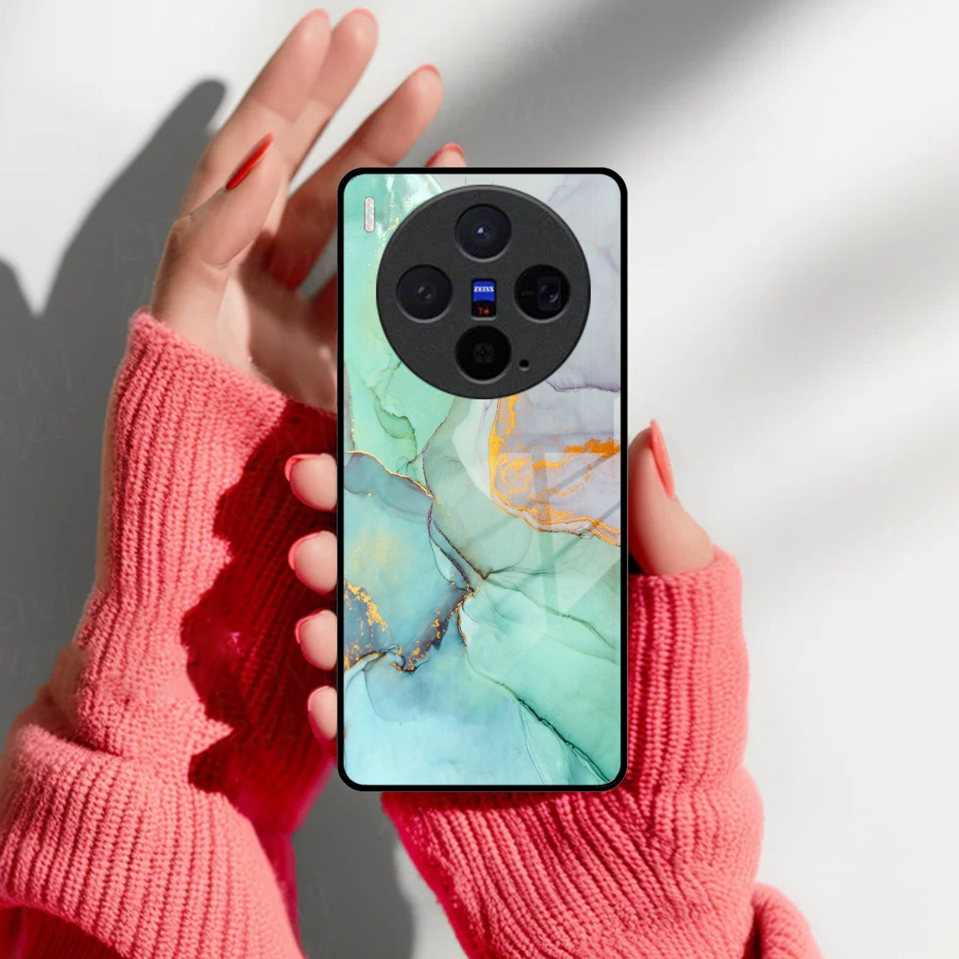 Marble Glass Finish Phone Case And Cover For Vivo