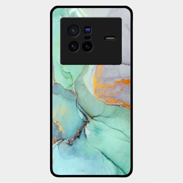 Marble Glass Finish Phone Case And Cover For Vivo X80 5G