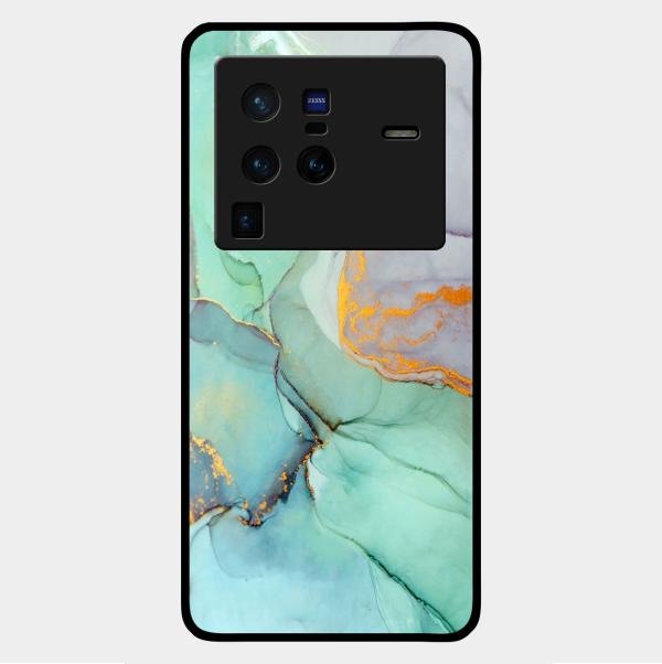 Marble Glass Finish Phone Case And Cover For Vivo X80 Pro 5G