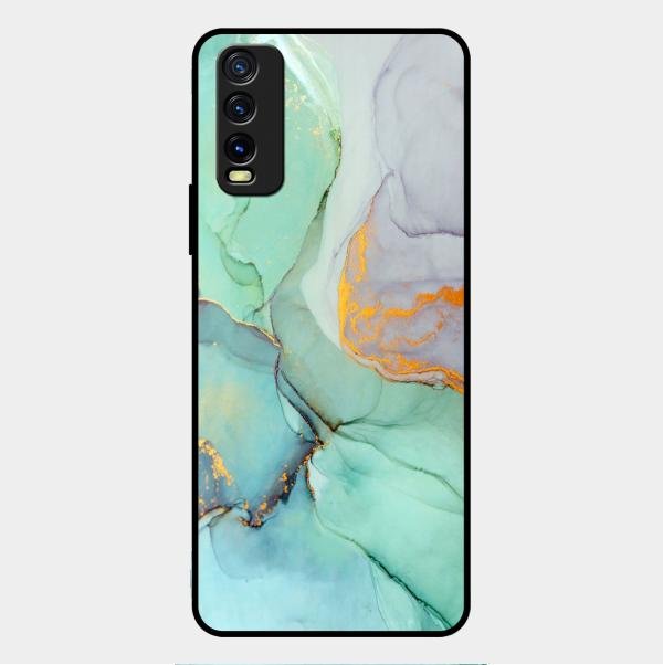 Marble Glass Finish Phone Case And Cover For Vivo Y12G