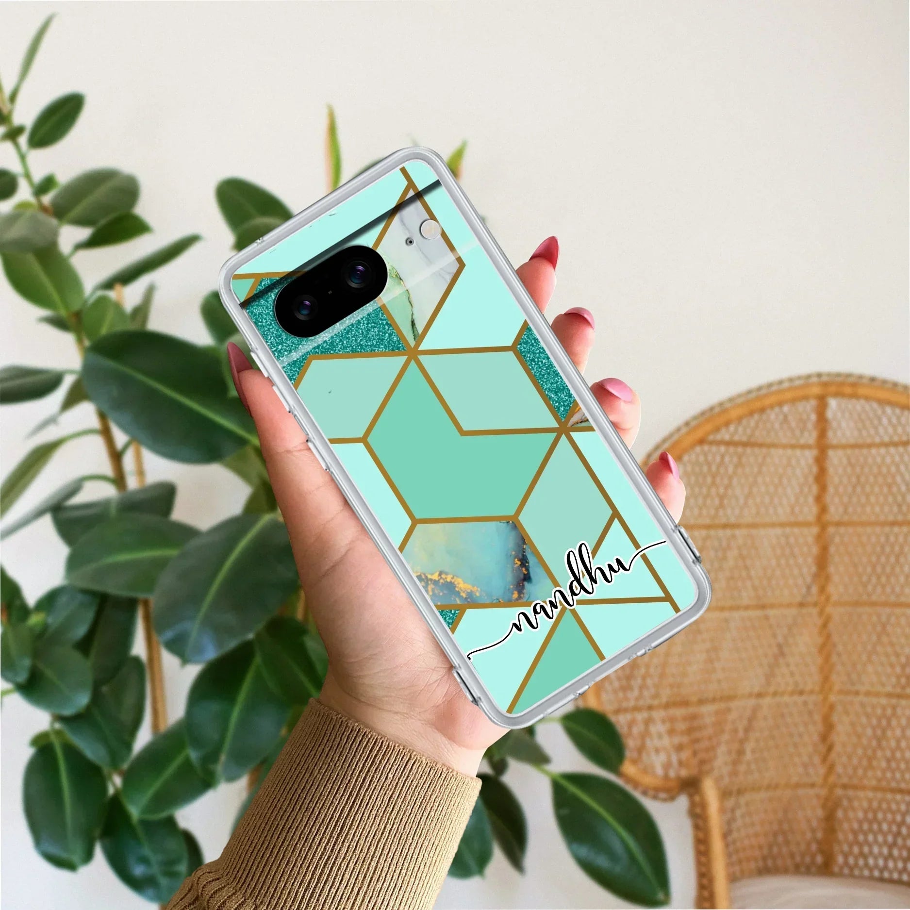 Marble Green Customize Transparent Silicon Case For Google Pixel 8 5G