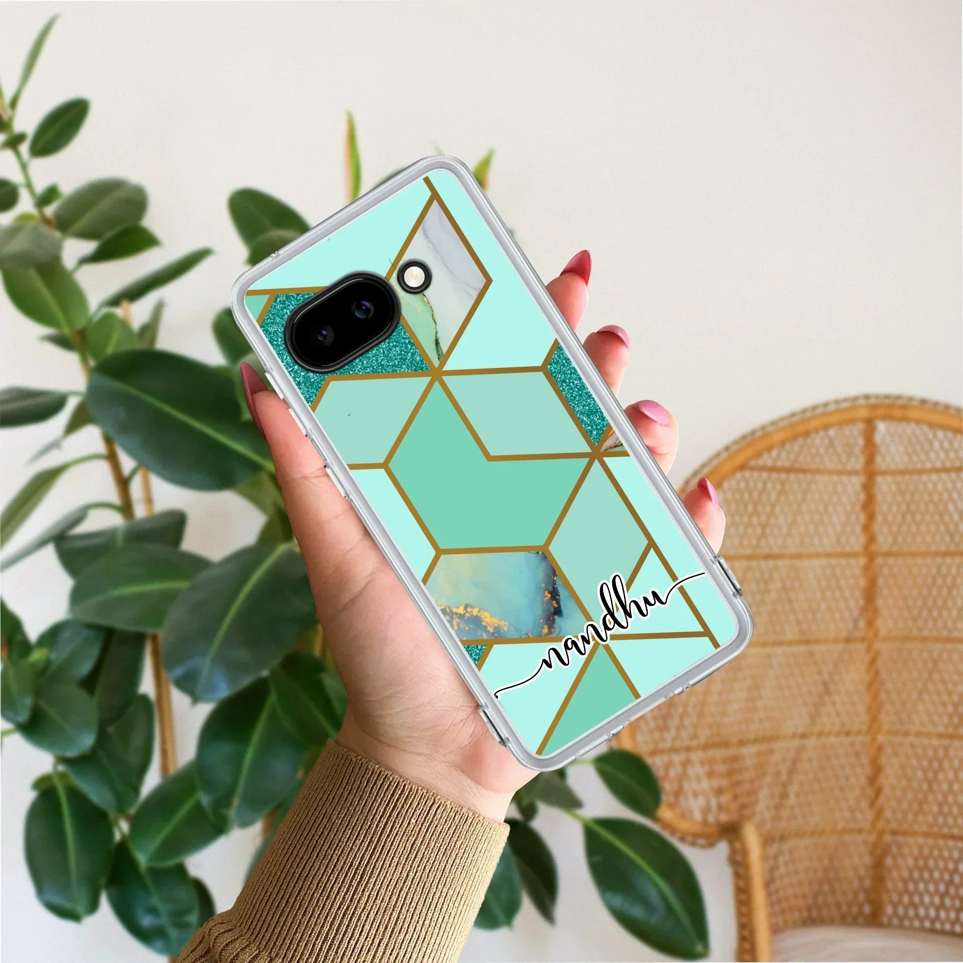 Marble Green Customize Transparent Silicon Case For Google Pixel 9a 5G