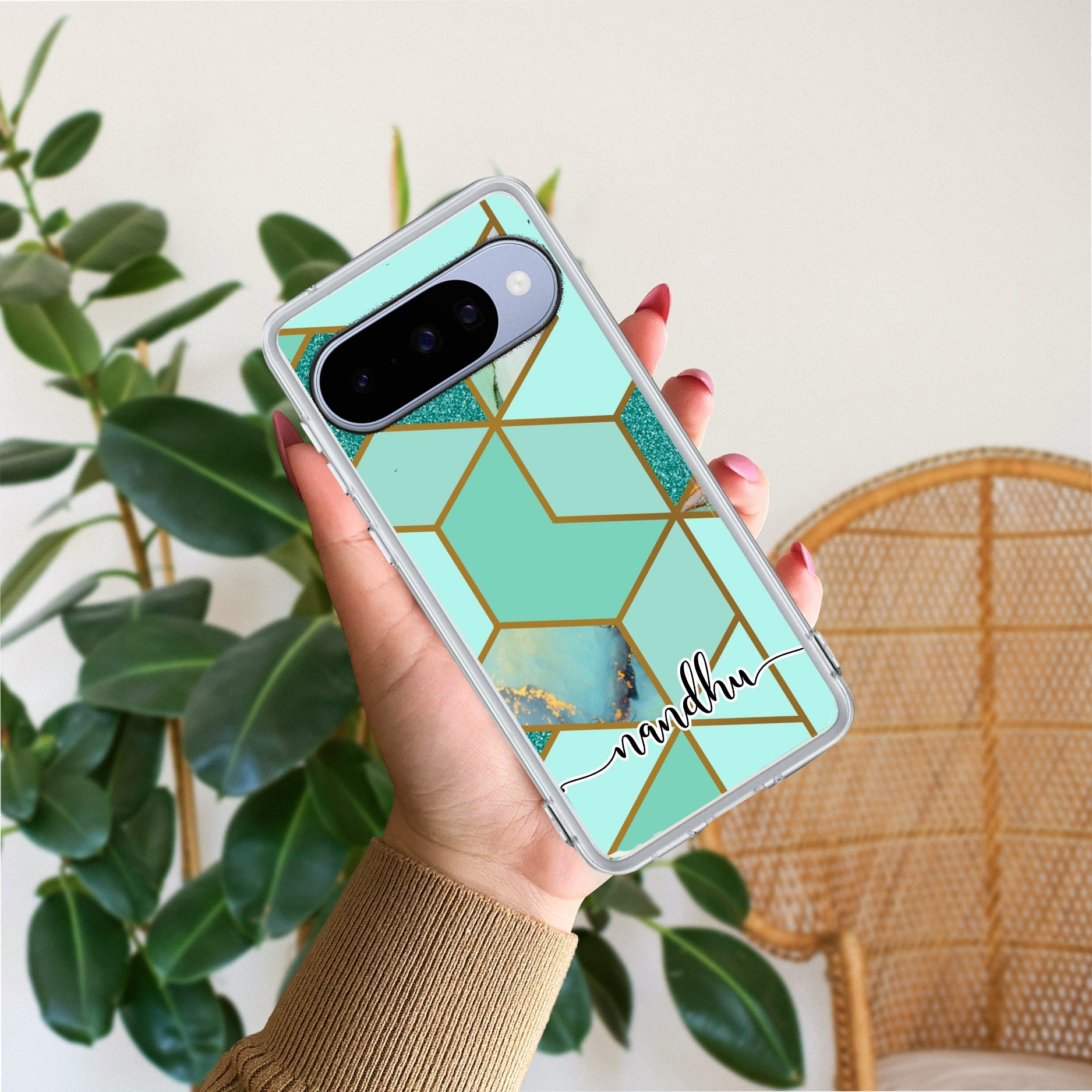 Marble Green Customize Anti Yellow Case For Google Pixel 10