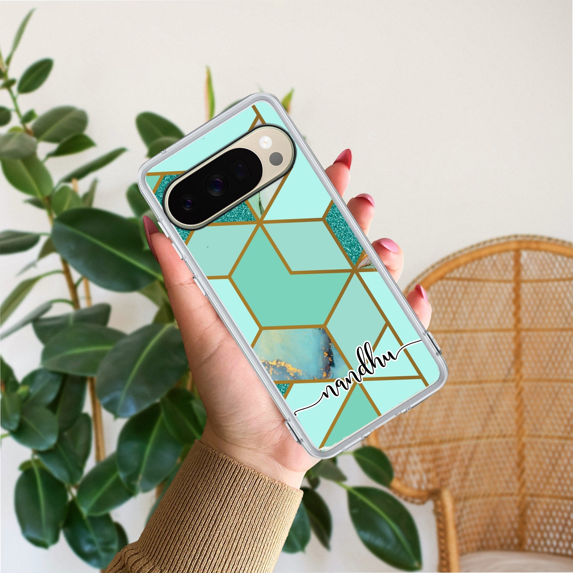 Marble Green Customize Anti Yellow Case For Google Pixel 10 Pro