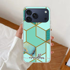 Marble Green Customize Anti Yellow Clear Case For iPhone 17 Pro