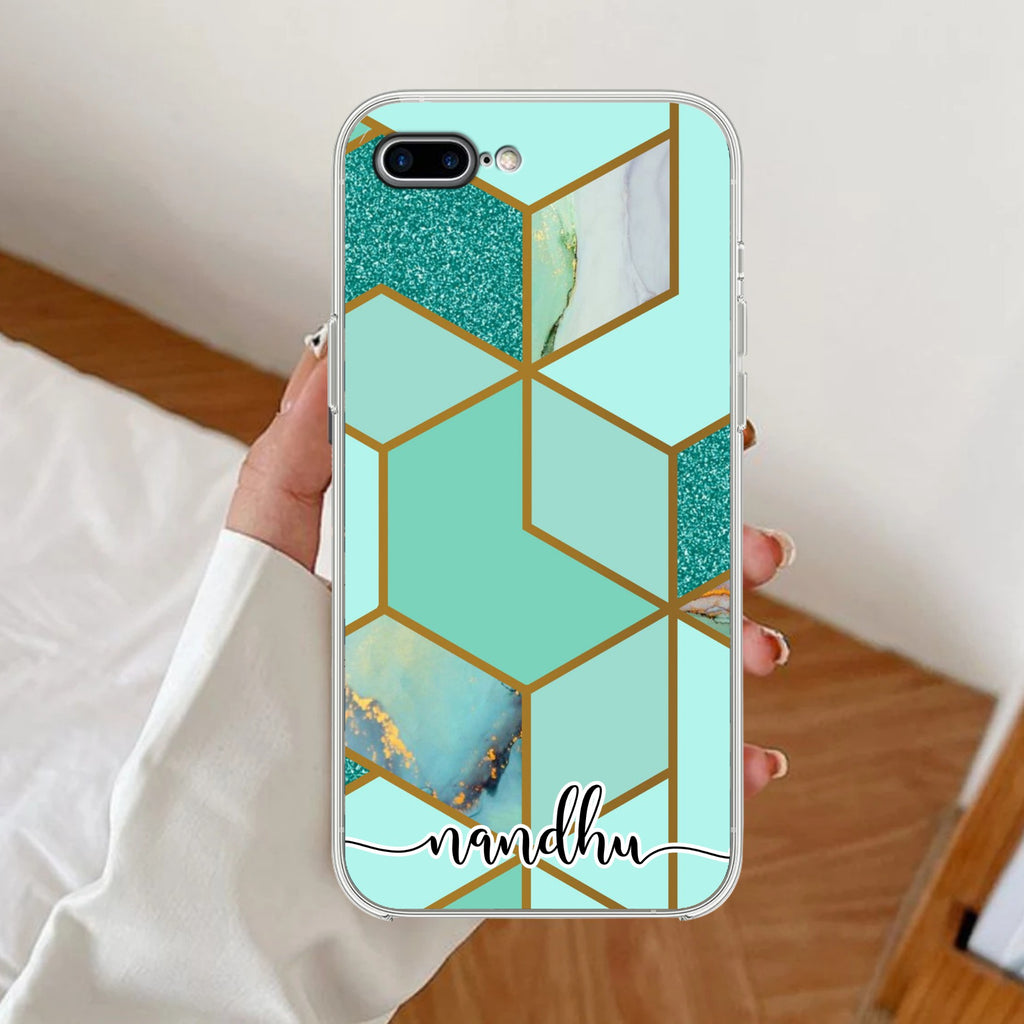 Marble Green Customize Anti Yellow Clear Case For iPhone 7 Plus / iPhone 8 Plus