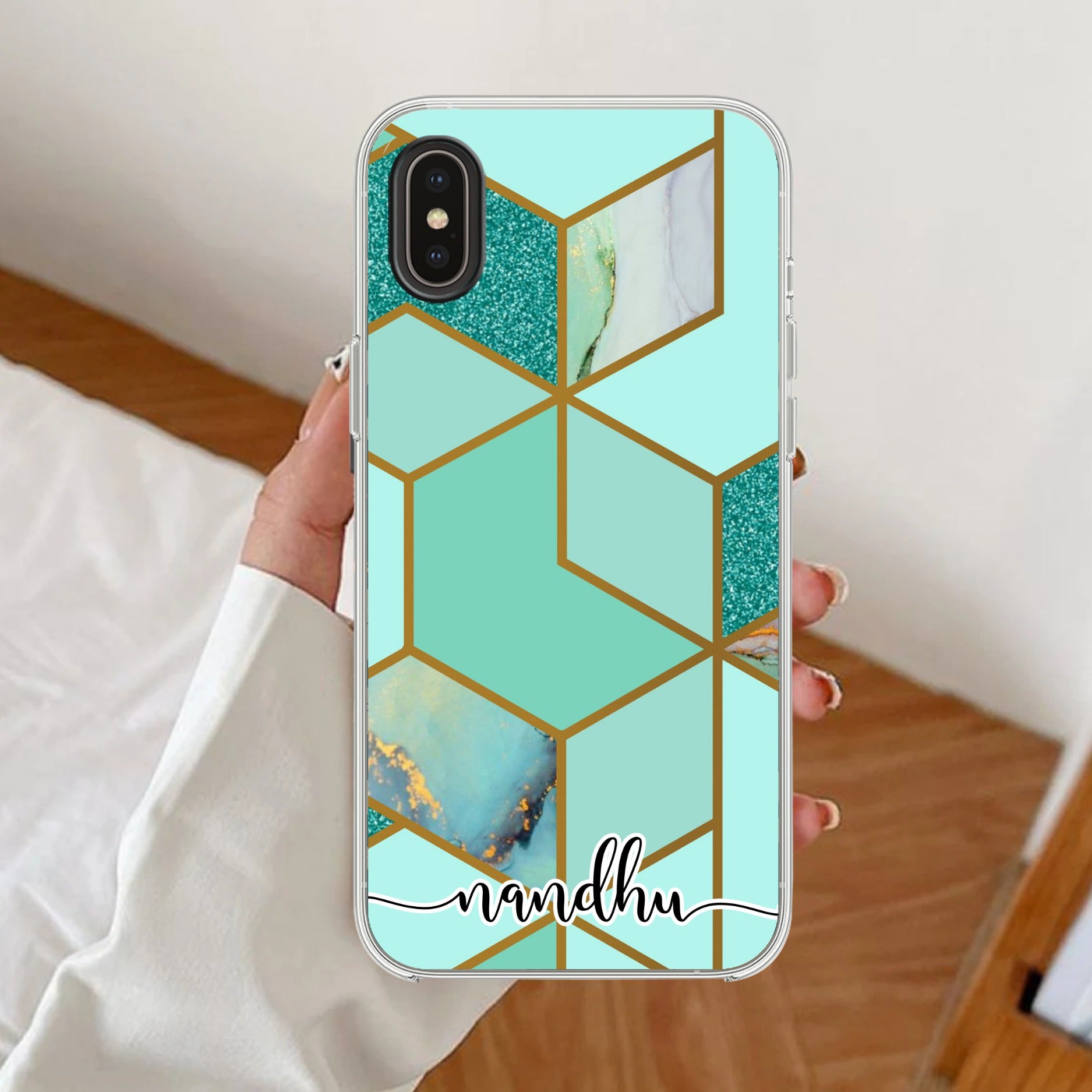 Marble Green Customize Transparent Silicon Case For iPhone Xs Max