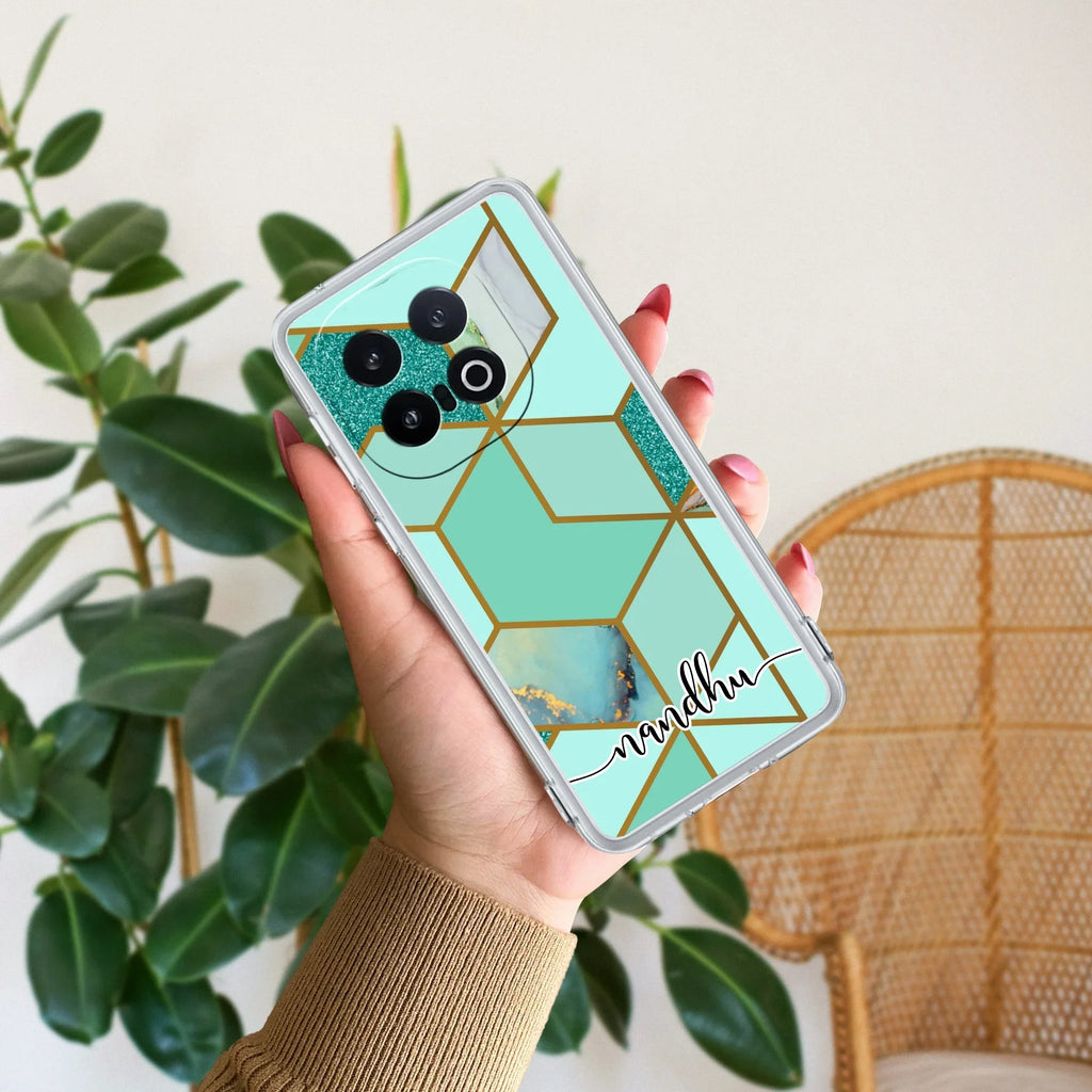 Marble Green Customize Transparent Silicon Case For iQOO 13 5G