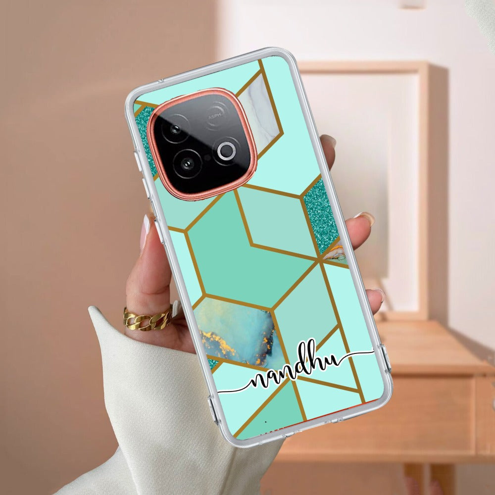 Marble Green Customize Transparent Silicon Case For iQOO