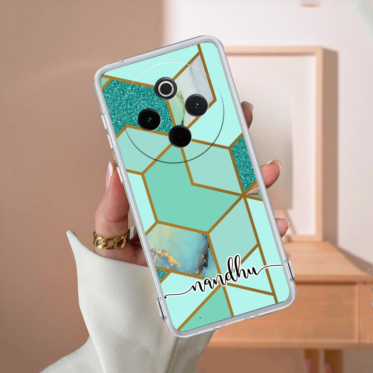 Marble Green Customize Transparent Silicon Case For iQOO