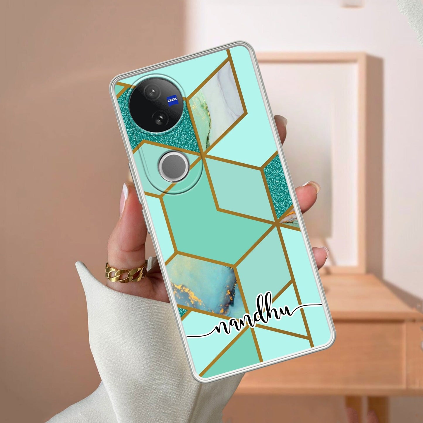 Marble Green Customize Transparent Silicon Case For iQOO