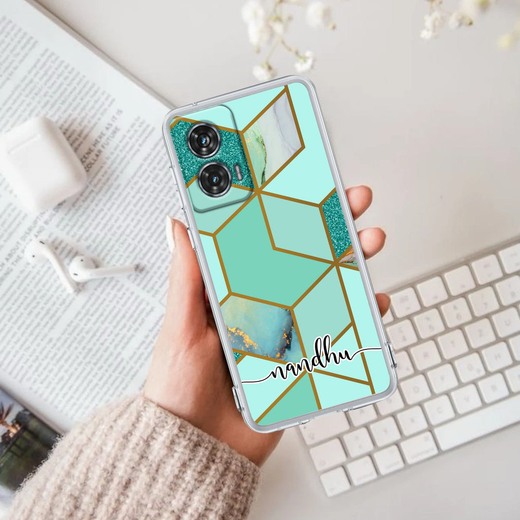 Marble Green Customize Anti Yellow Case For Motorola G96 5G