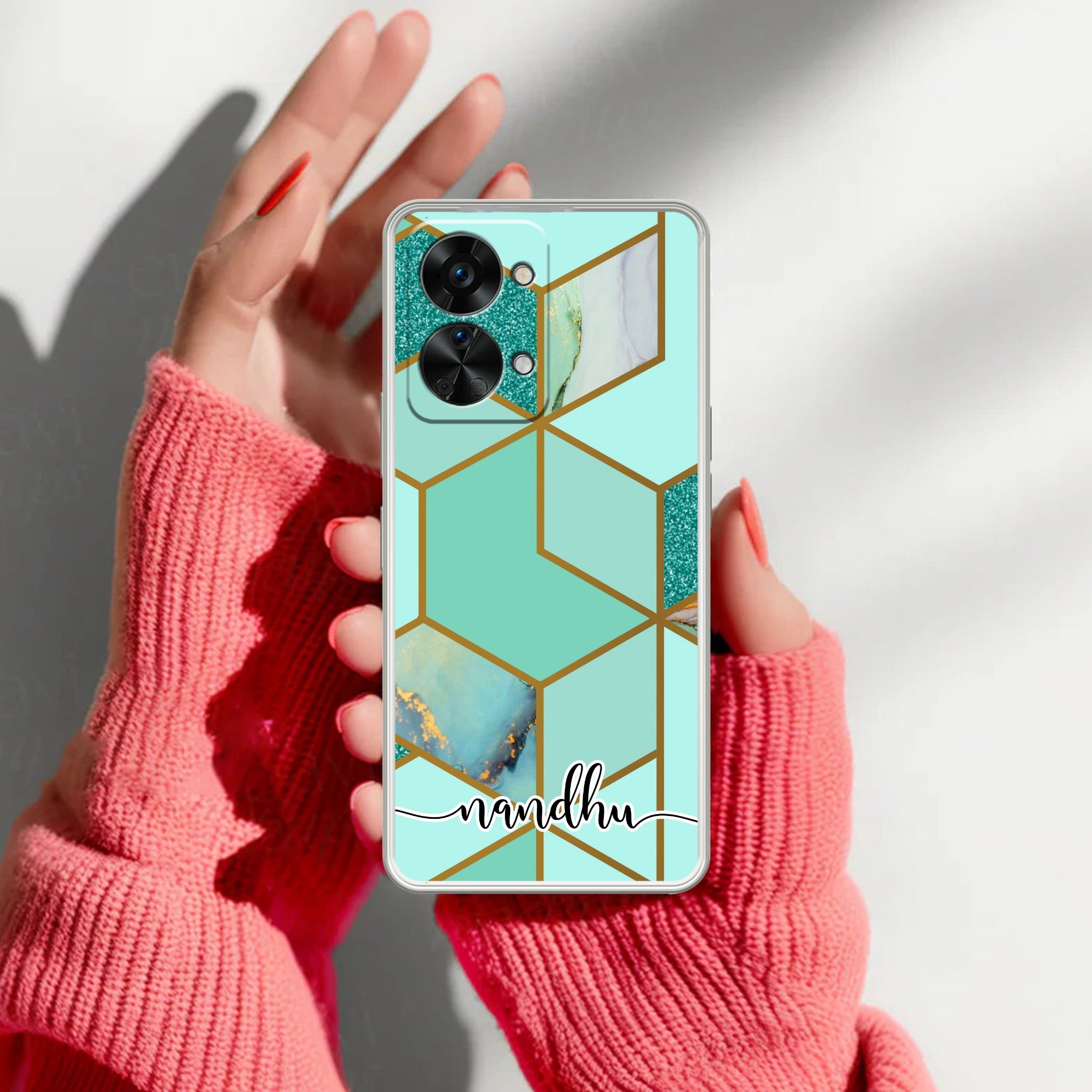 Marble Green Customize Anti Yellow Case For OnePlus Nord 2T 5G