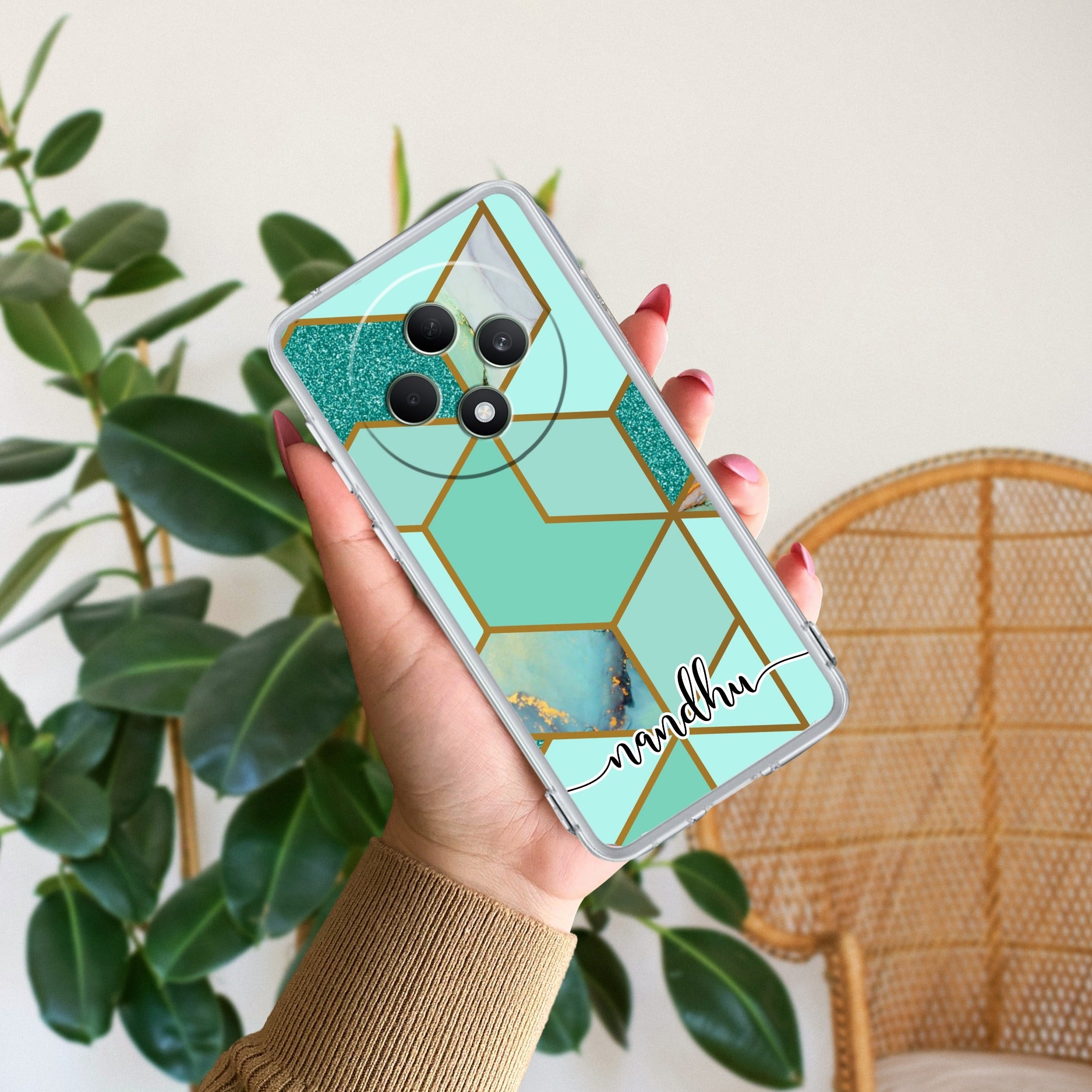 Marble Green Customize Transparent Silicon Case For Oppo F27 Pro Plus 5G
