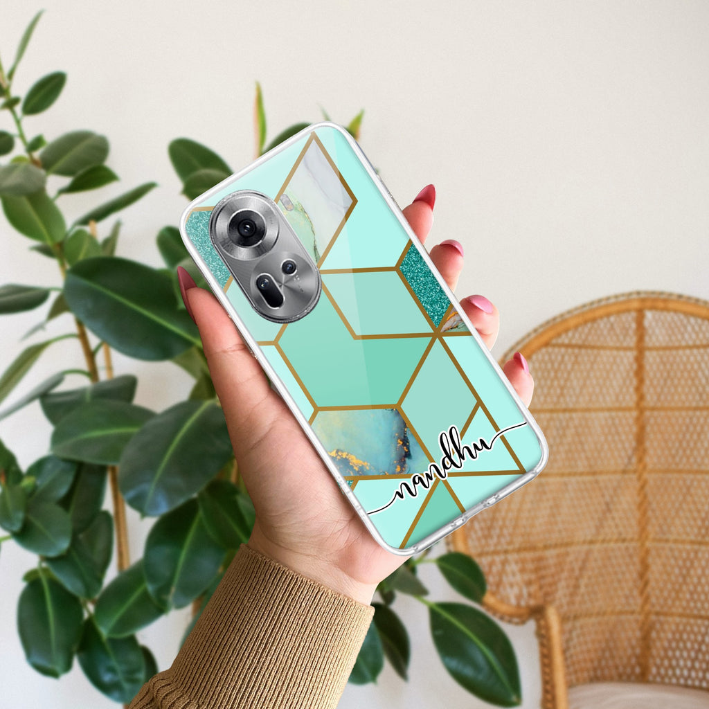 Marble Green Customize Anti Yellow Case For Oppo Reno 11 5G