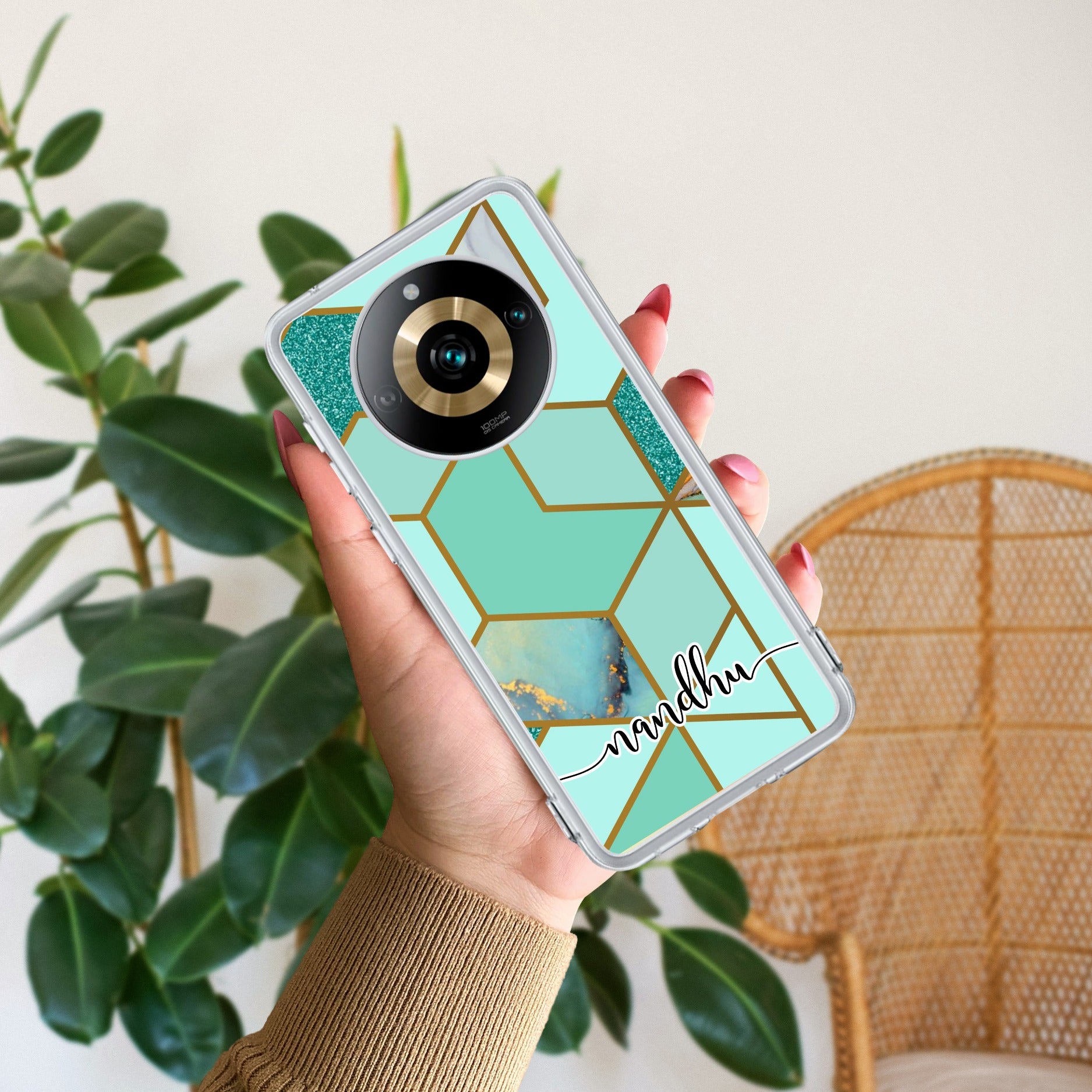 Marble Green Customize Anti Yelllow Case For Realme 11 Pro Plus 5G