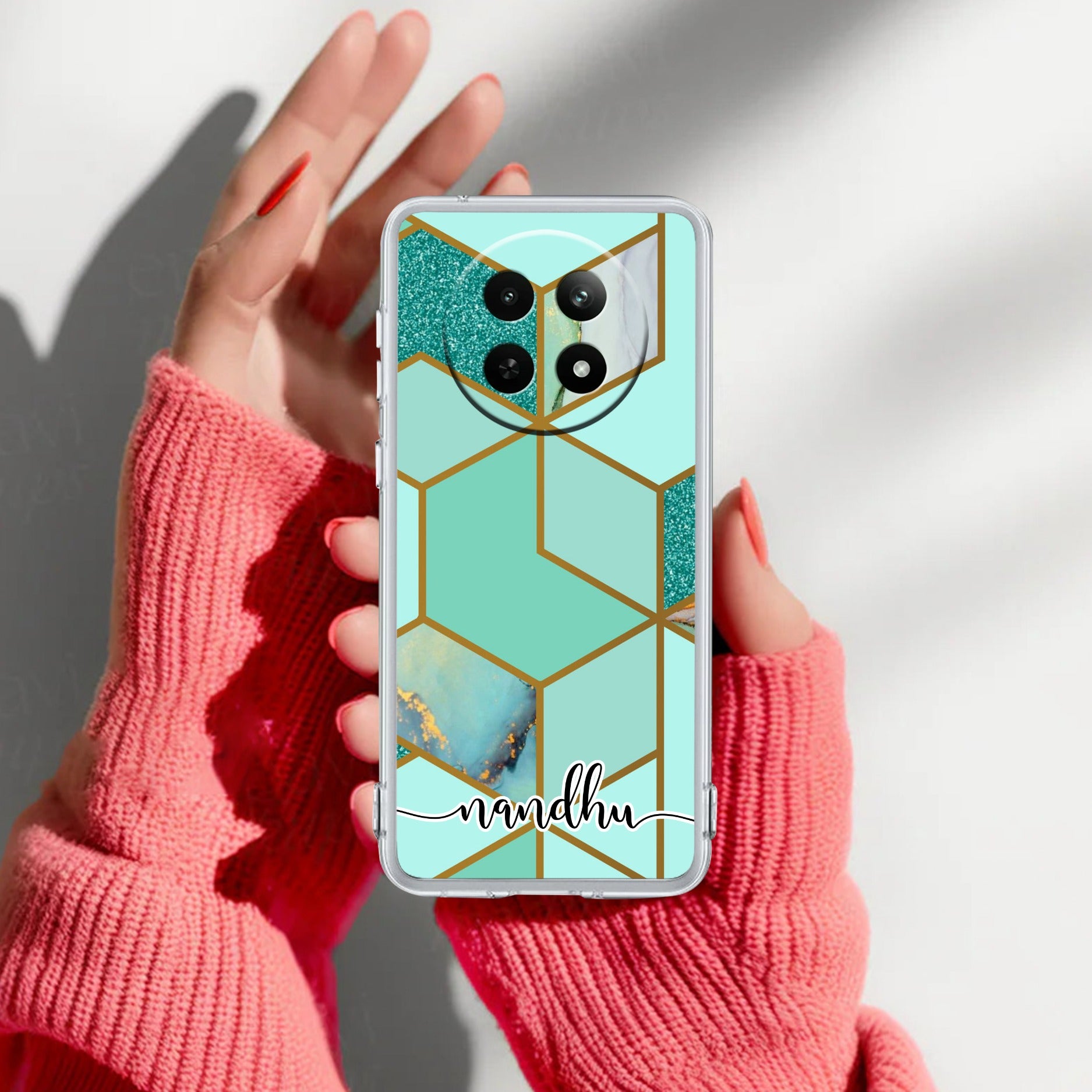Marble Green Customize Transparent Silicon Case For Realme P3x 5G