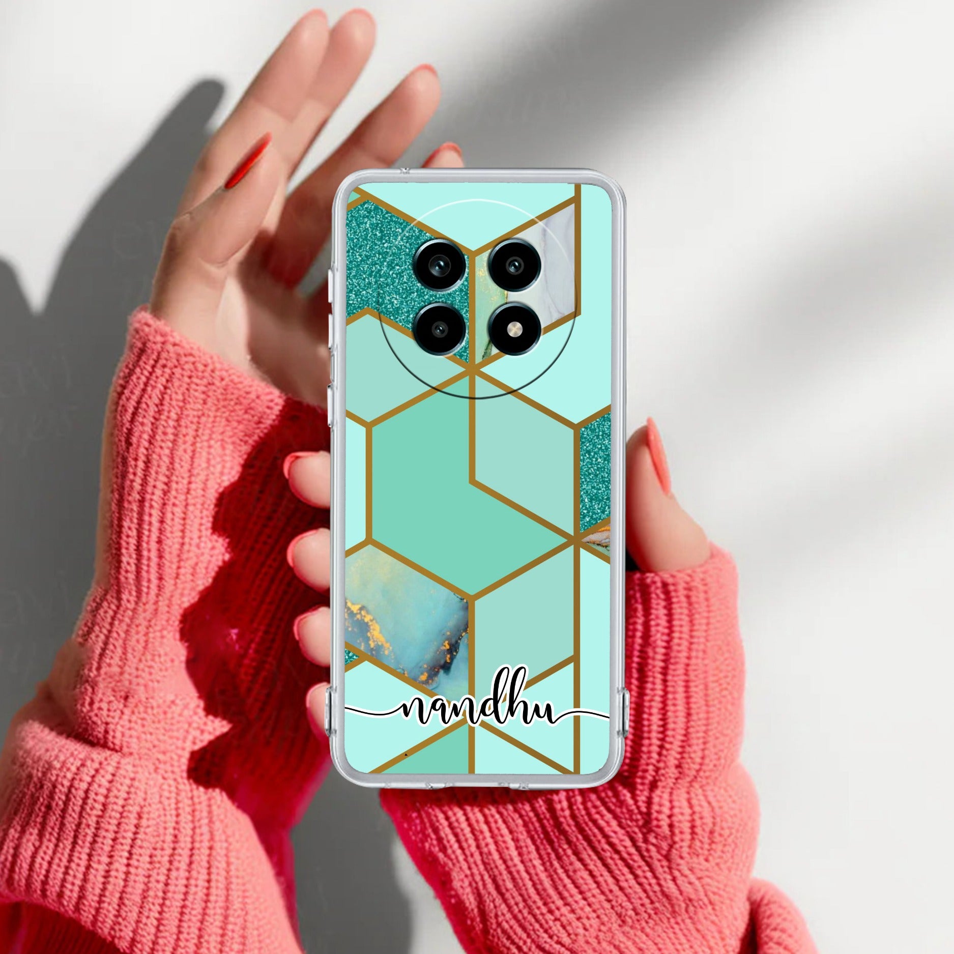Marble Green Customize Anti Yelllow Case For Realme 14 Pro Lite 5G