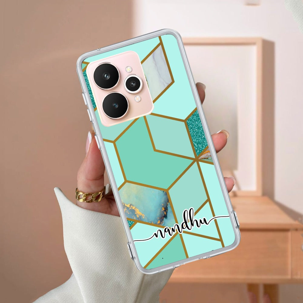 Marble Green Customize Transparent Silicon Case For Realme/Narzo