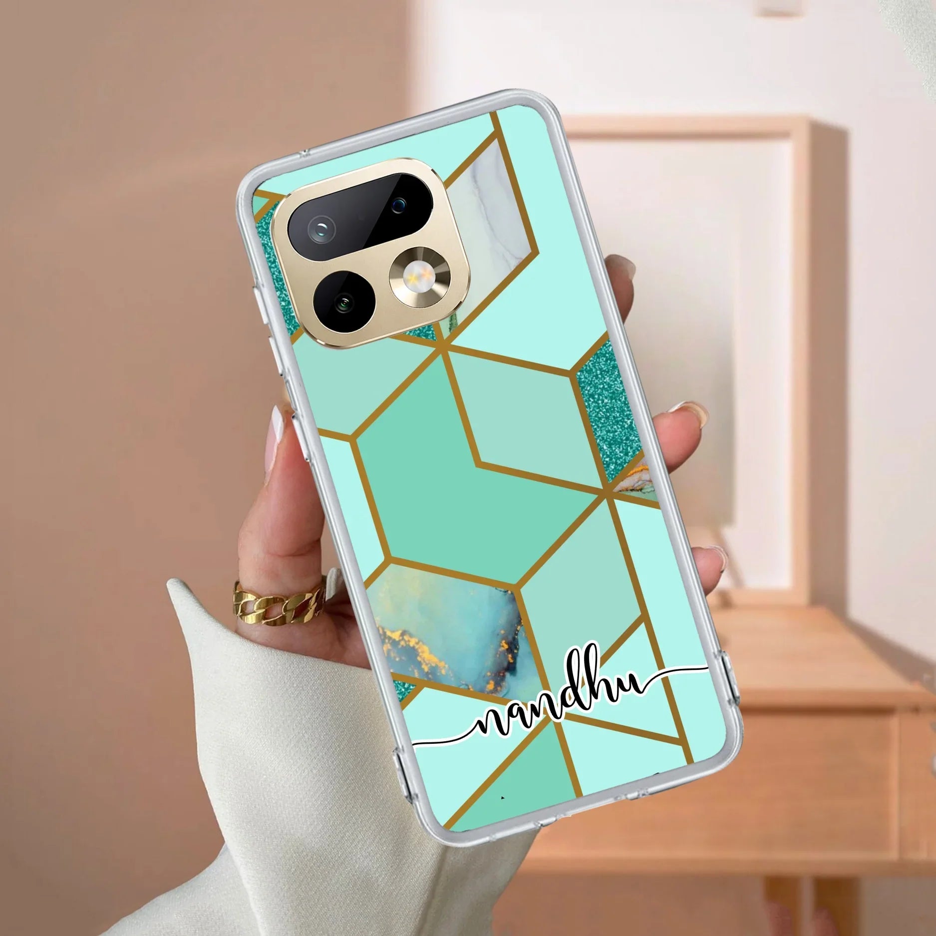 Marble Green Customize Transparent Silicon Case For Realme Narzo 80 Lite 5G