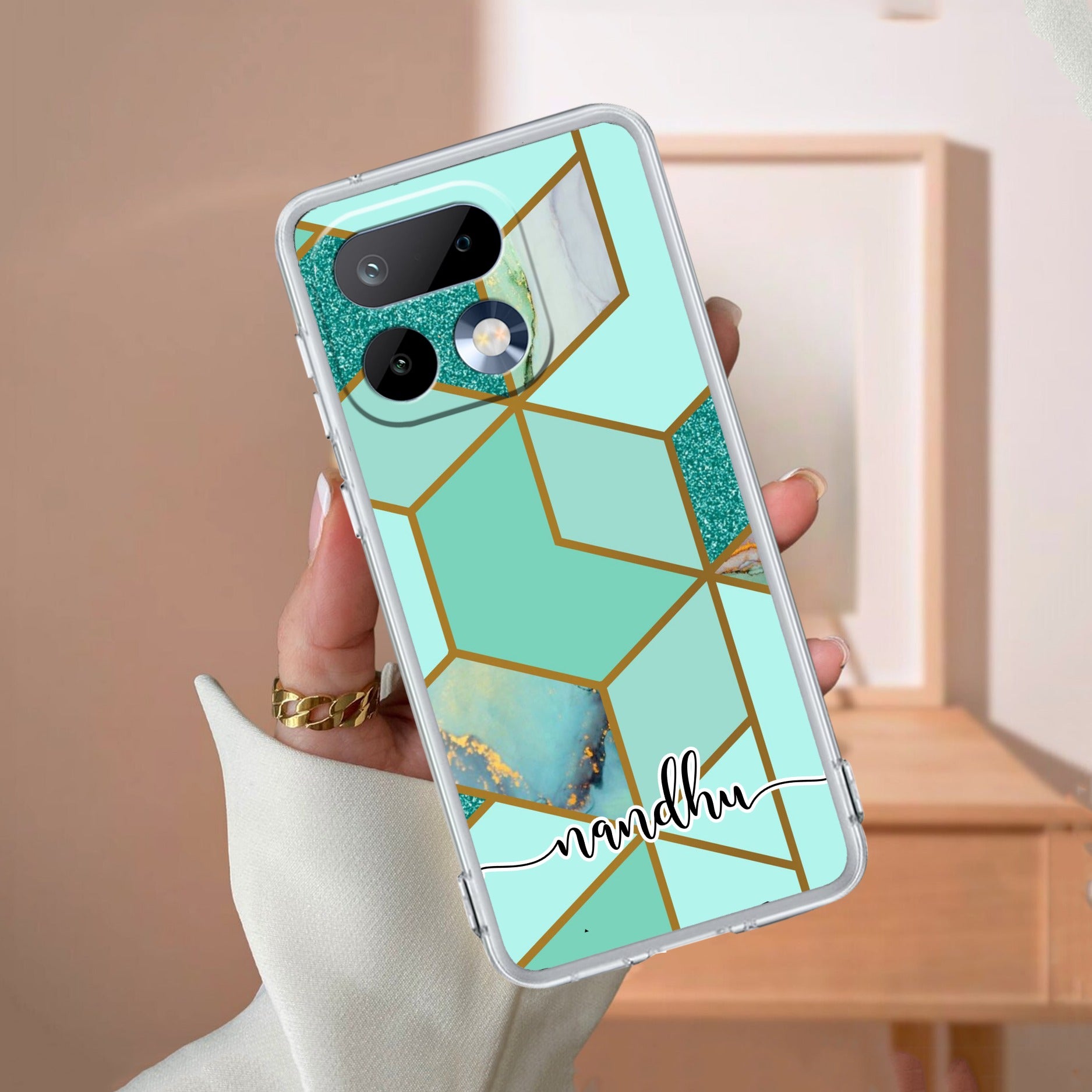 Marble Green Customize Transparent Silicon Case For Realme P4 Pro 5G