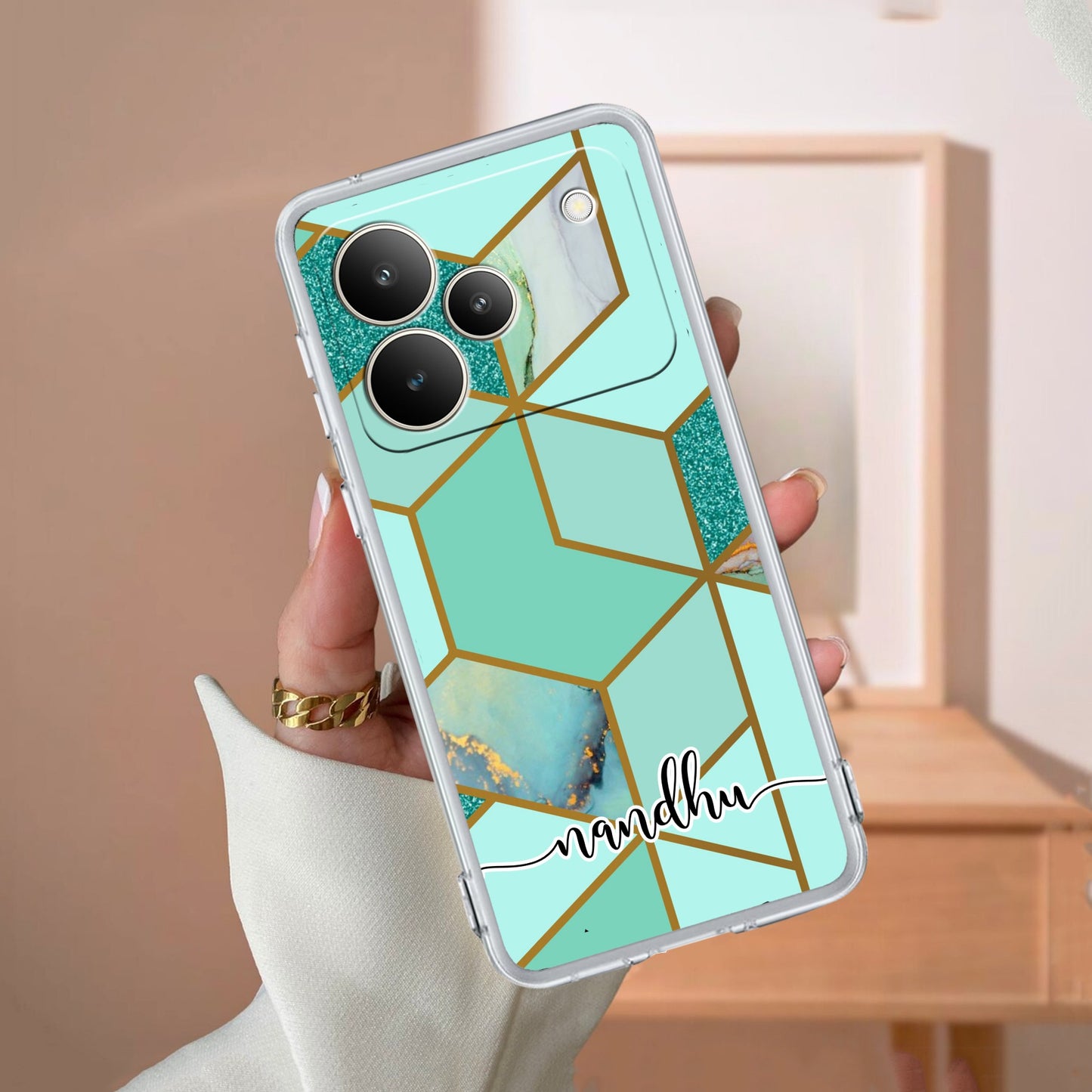 Marble Green Customize Transparent Silicon Case For Realme/Narzo