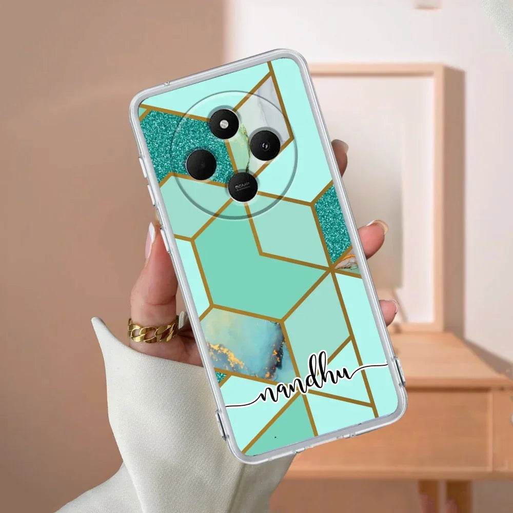 Marble Green Customize Transparent Silicon Case For Redmi 14C 5G