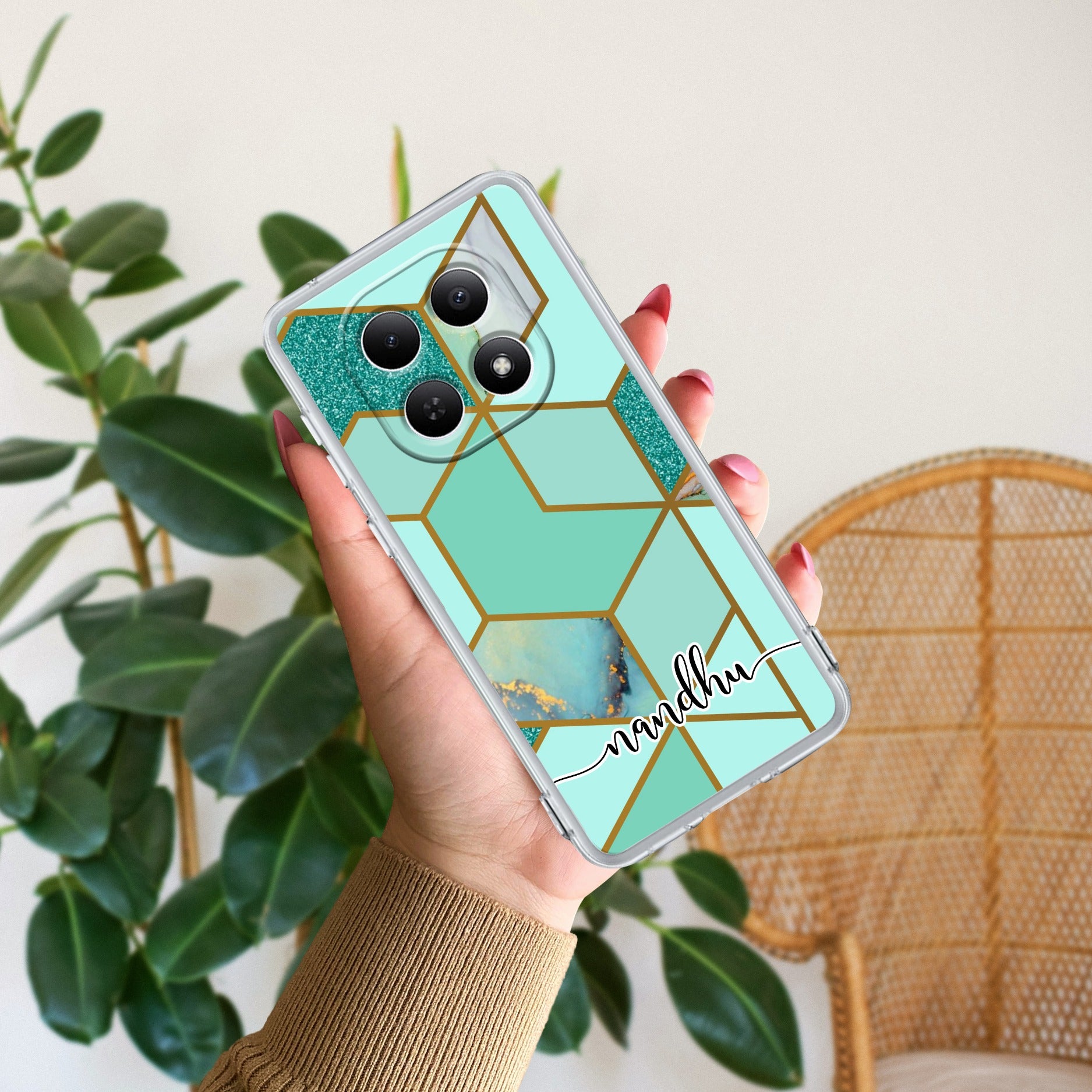 Marble Green Customize Transparent Silicon Case For Redmi Note 15 5G