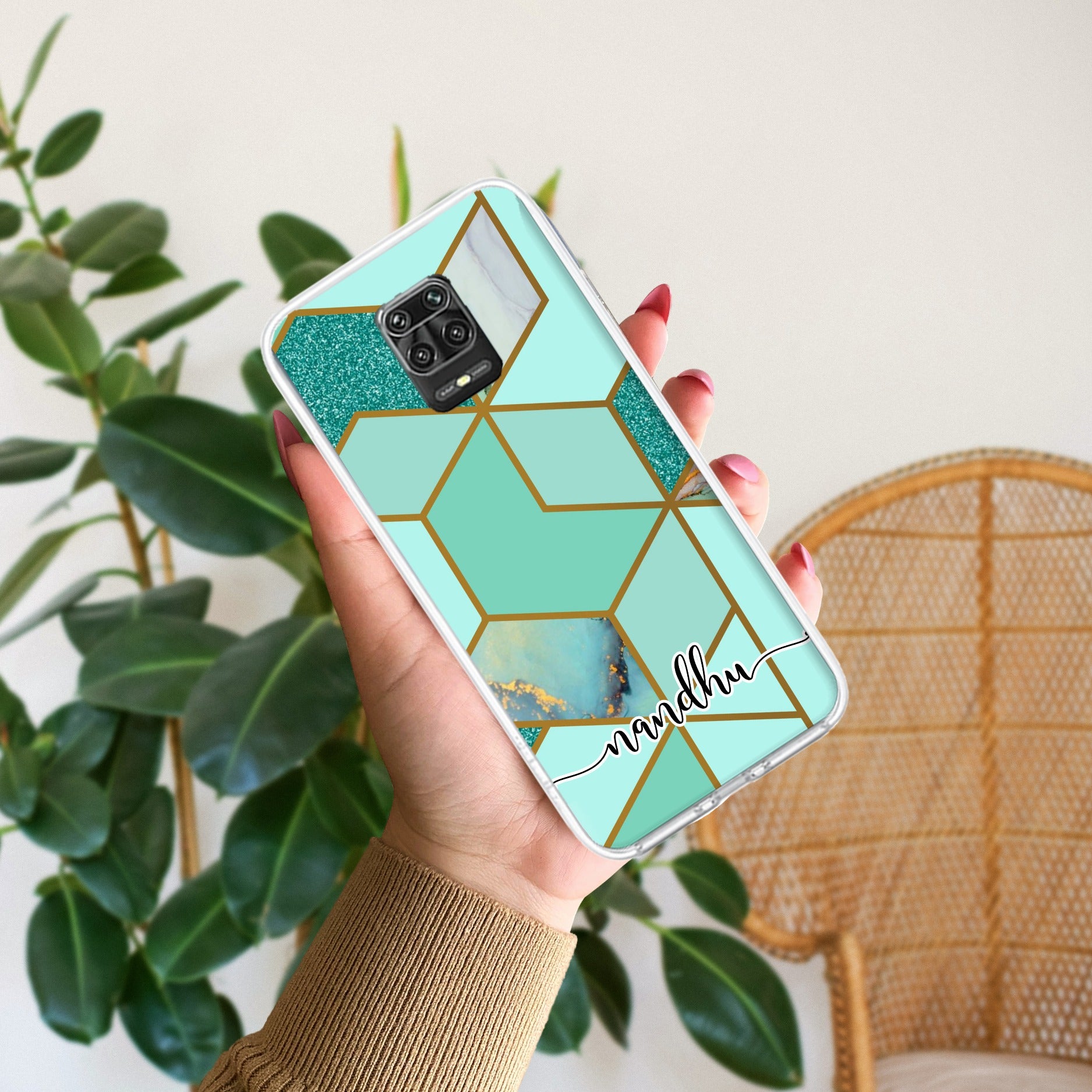 Marble Green Customize Anti Yellow Case For Redmi Note 10 lite