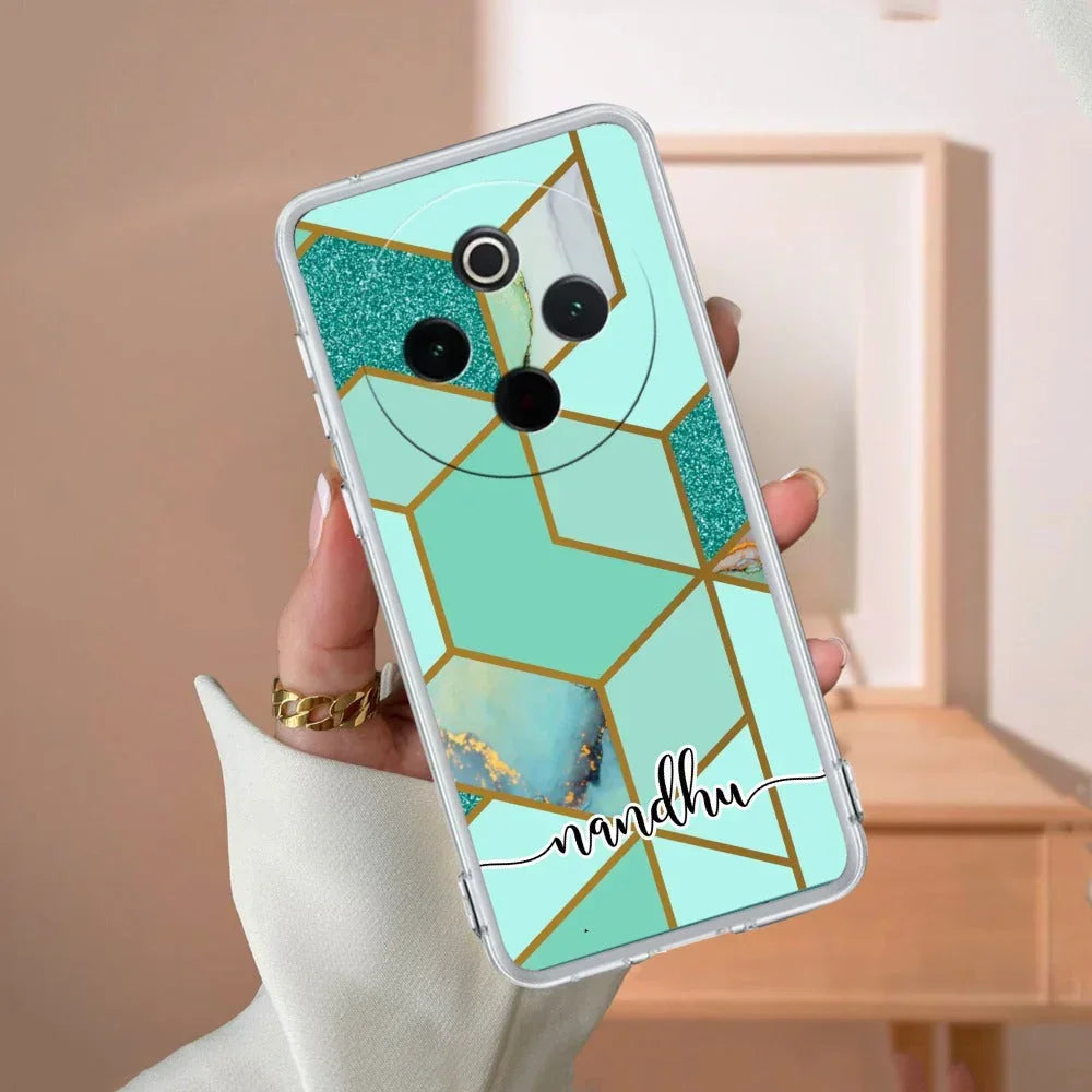 Marble Green Customize Transparent Silicon Case For Vivo Y28s/ Y28e