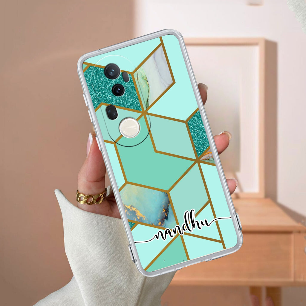 Marble Green Customize Transparent Silicon Case For Vivo T4 Ultra 5G